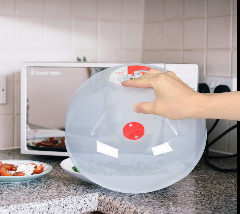 Large Microwave Cover for Food Easy Grip Microwave Splatter Cover Guard Lid with Steam Vent and BPA Free & 11.5 Inch, Dishwasher Safe red - NewNest Australia