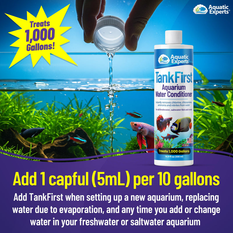 TankFirst Complete Aquarium Water Conditioner - Fish Water Conditioner, Instantly Removes Chlorine, Chloramines, and detoxifies Ammonia from Fish Tank (TankFirst Regular, 500 ml) TankFirst Regular 500 ml (16.9 oz)