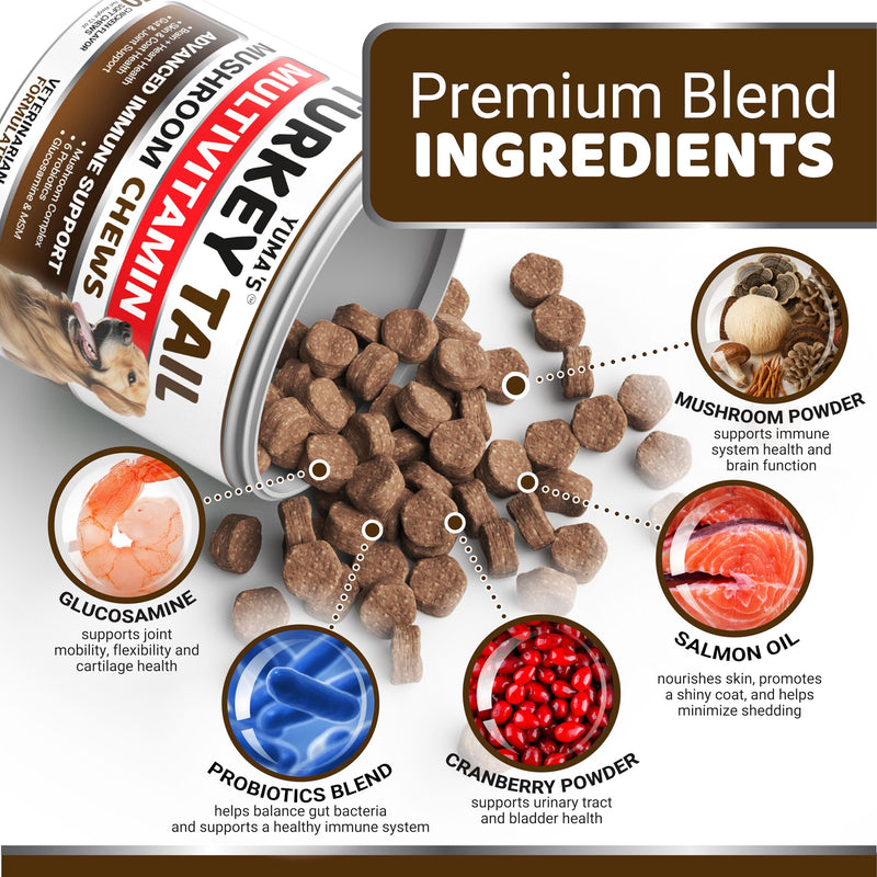 Turkey Tail Mushroom for Dogs - 170 Count - Mushroom Chews for Dogs Lipoma Lumps and Bumps - Immune Health, Digestive, Skin, Energy, Joint Vitamin Support Guard Buddy - Multivitamin Supplement Multivitamin Mushroom Complex 170 Chews