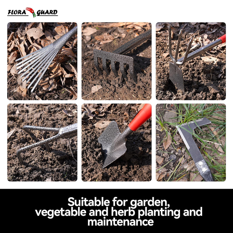 FLORA GUARD FLORA GUARD Garden Tool Set， 6 Piece Heavy Duty, Large Size Gardening Hand Tools, Sturdy & Durable, Classic Utility Gardening Gift for Seniors and Women Garden Tools 6-Piece