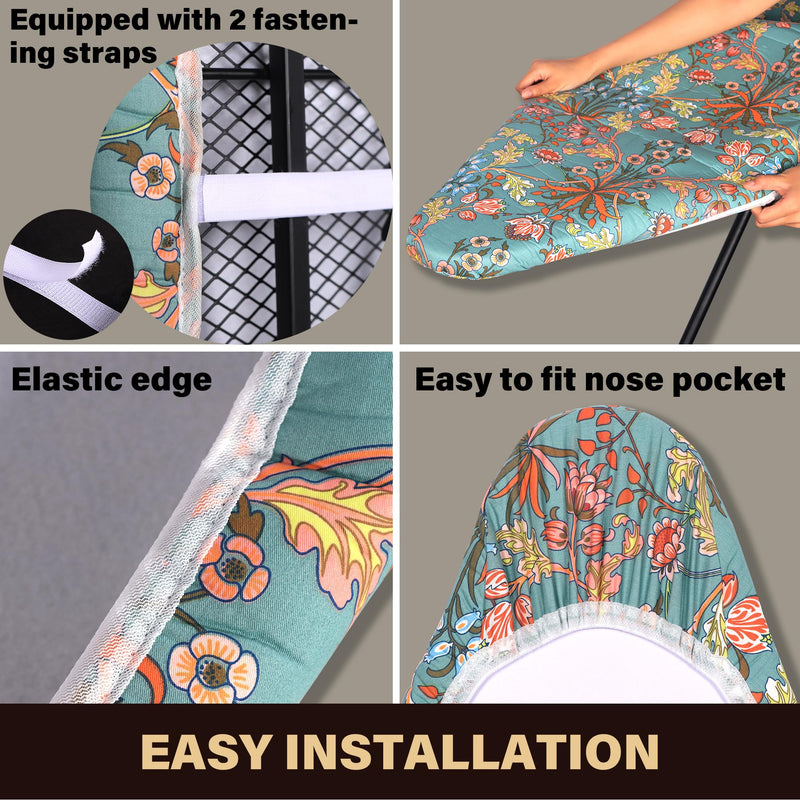 caius Easy Installation 15x54 Ironing Board Cover and Pad - Elastic Edge, Applicable Standard Size Iron Board Cover, Stain Resistant, Setup for Effortless Ironing Experience Red