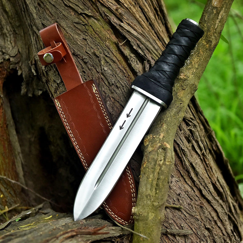 V M Vinland Saga Thorfinn Dagger Replica – Handmade Fixed Blade Viking Knife with Leather Sheath, Real Anime Collectible Gift for Men