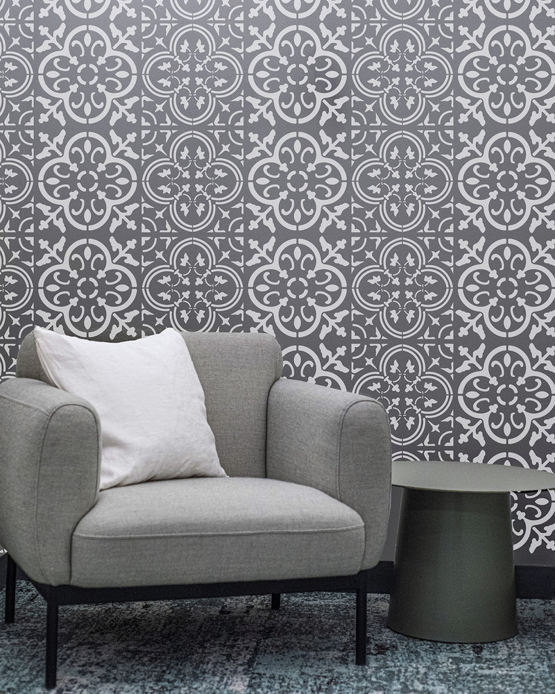 STENCILOGY® / 4 pcs. 12 x 12 Inches/Tile Stencil Set, Reusable Tile Stencils Set for Painting, Furniture, Floor/Household Paint Wall Stencils (12x12 inches) 12x12 inches