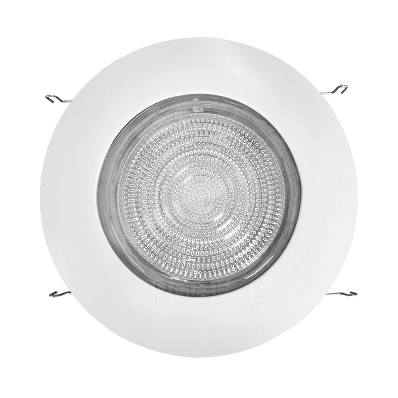 6-Inch White Metal Shower Can Light Trim with Fresnel Glass for Wet Locations (White, 1-Pack)