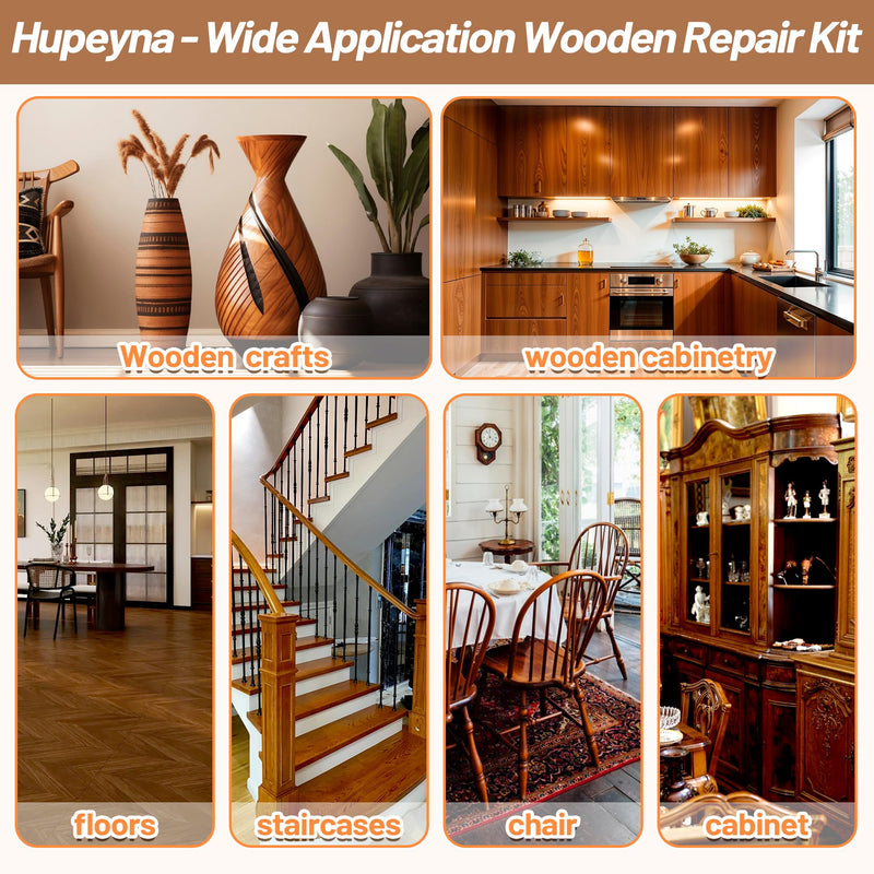 Wood Repair Kit, Wood Furniture Repair Kit, Wood Filler, Wood Putty and Beeswax- Repair Stains, Scratch, Cracks, Hole, Discoloration for Wooden Door, Table, Cabinet, Bed, Floor (Brown Series) Brown Series