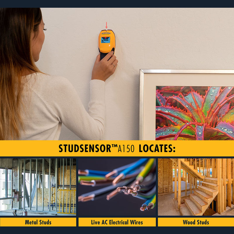 Zircon StudSensor A150 Wall Scanner and Center/Edge Locating Stud Finder with WireWarning Detection and Signal Strength Indicator, Center Finding
