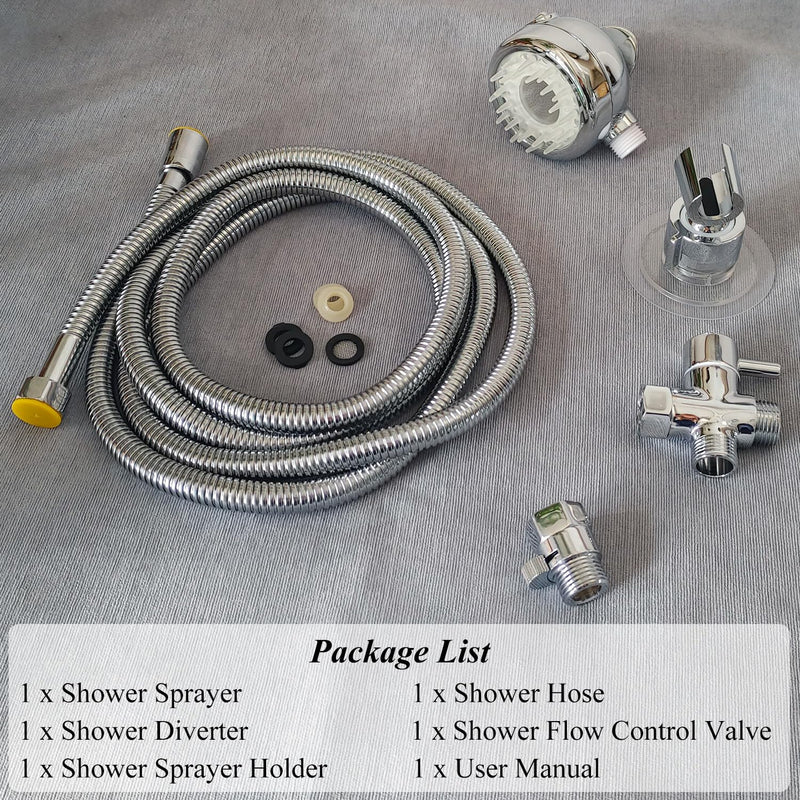 Pet Shower Set with 8.2ft Hose & Flow Control Valve for Bathroom Shower Arm
