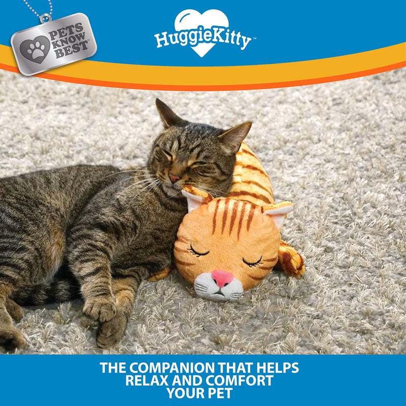 Pets Know Best HuggieKitty Cuddly Cat Toy, Soothing Sound & Warmth Help Relax & Comfort Your Pet- Purr & Heartbeat, Heating Pack- Orange - PawsPlanet Australia