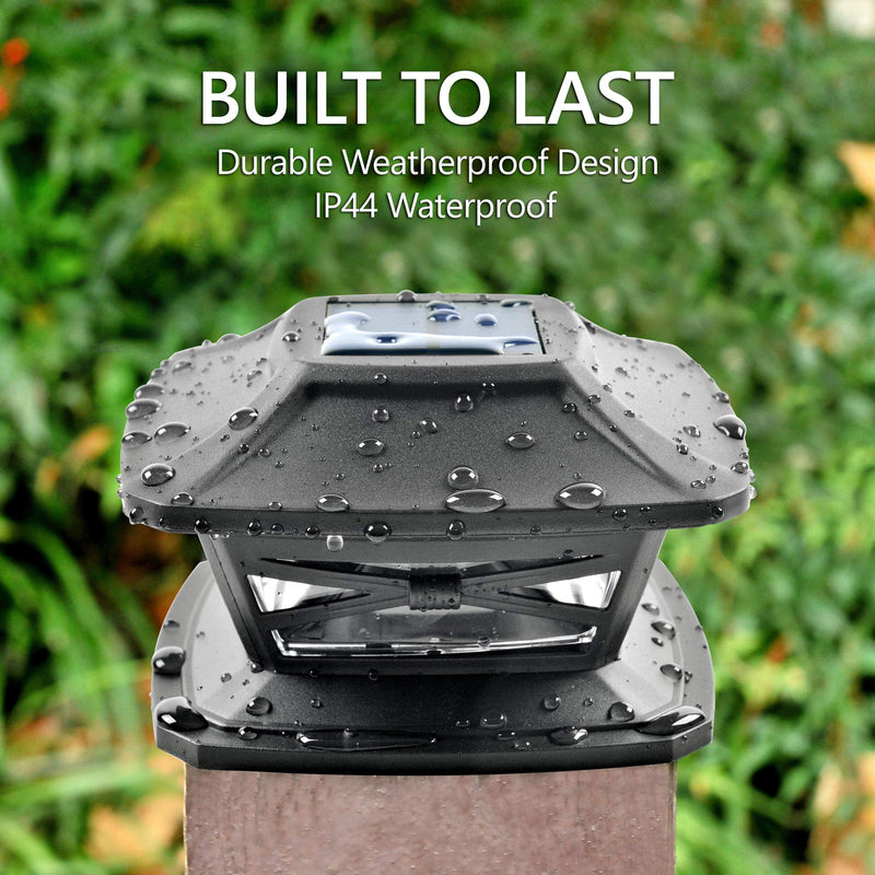 Davinci Lighting Flexfit Solar Outdoor Post Cap Lights - Includes Bases for 4x4 5x5 6x6 Wooden Posts - Bright LED Light - Slate Black (8 Pack) 8 Pack