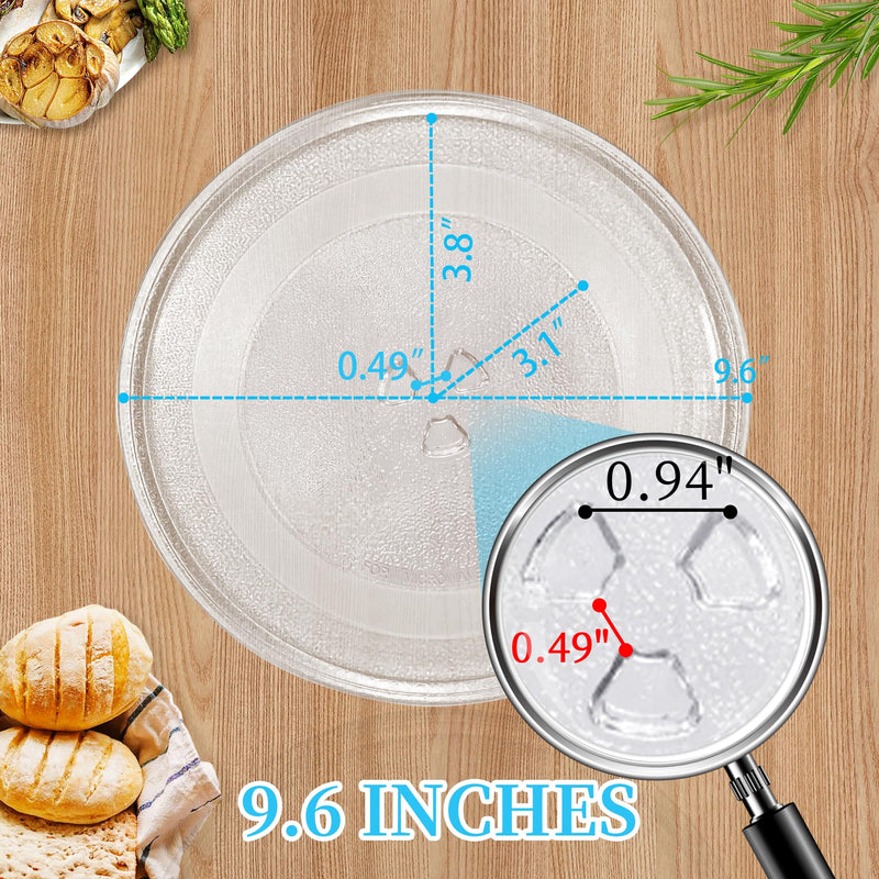 9.6" Universal Microwave Plate Replacement Glass Turntable| Fits GE, LG, Panasonic, Frigidaire, Farberware & More 9.6inch