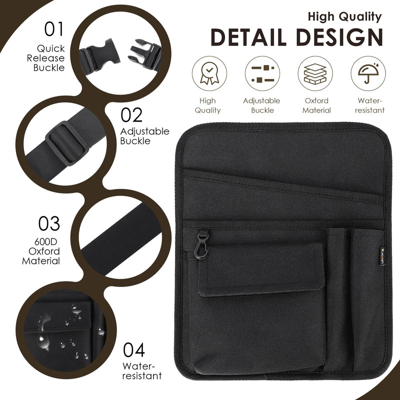 Server Apron Waist Pouch, Restaurant Waiter Waist Tool Pouch Bag with Adjustable Belt, Utility Money Bag Working Serving Apron with Pockets for Waitress for Restaurant Hotel Bar