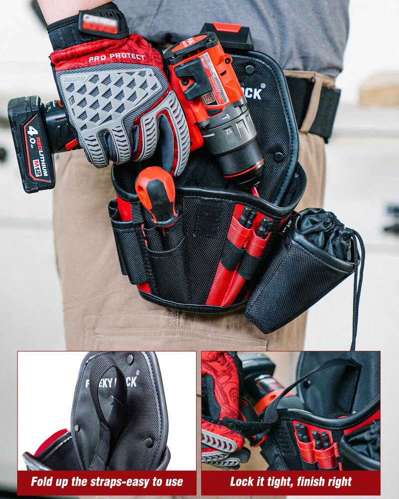 Drill Holster for Tool Belt, Heavy-Duty Impact Driver Tool Pouch with Belt Clip, 1680D Durable Tool Holster with Adjustable Strap for Handyman, Construction Workers, Electrician Drill holster