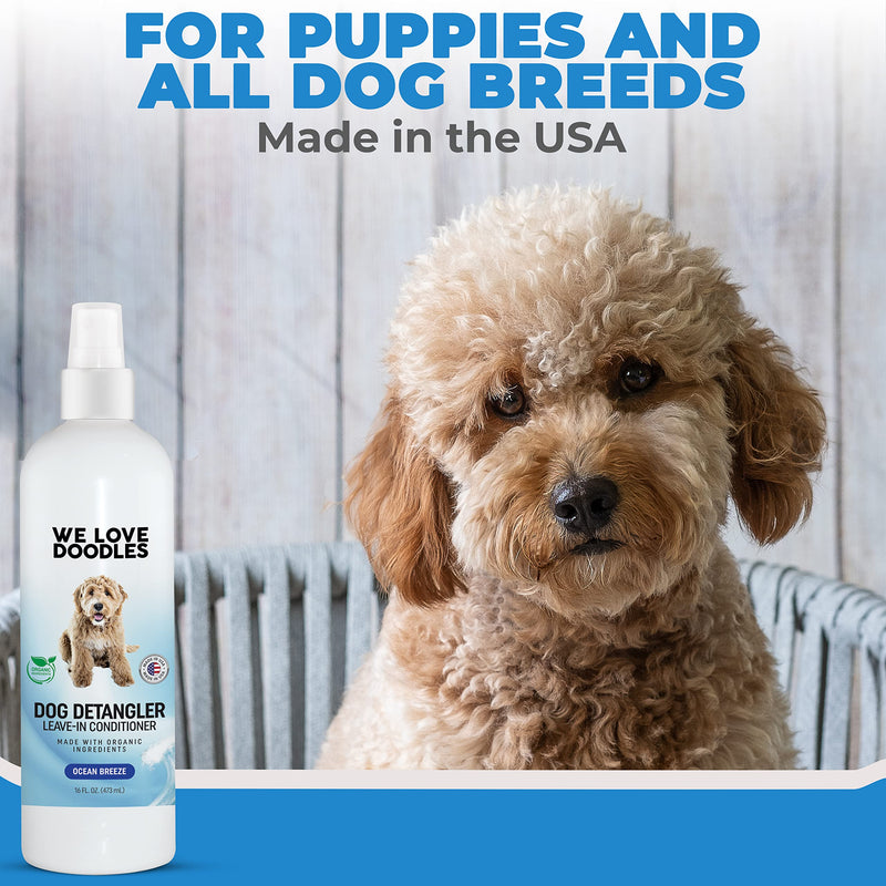We Love Doodles Pin Brush for Dogs & Ocean Breeze Dog Detangler Spray Bundle - Goldendoodle Pin Brush & Detangler Spray Kit - Brush for Removing Loose Fur & Dematting Spray Made in USA - PawsPlanet Australia