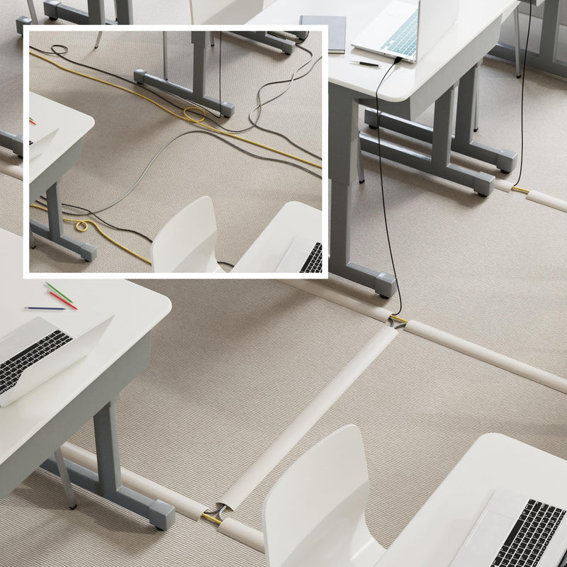 D-Line 6ft Floor Cord Cover, Cable Protector, Hide Extension Cords, Protect Cords, Prevent Cable Trips, Heavy Duty Cord Hider - Cable Cavity = 0.63" (W) x 0.31" (H) - Beige 6 Feet