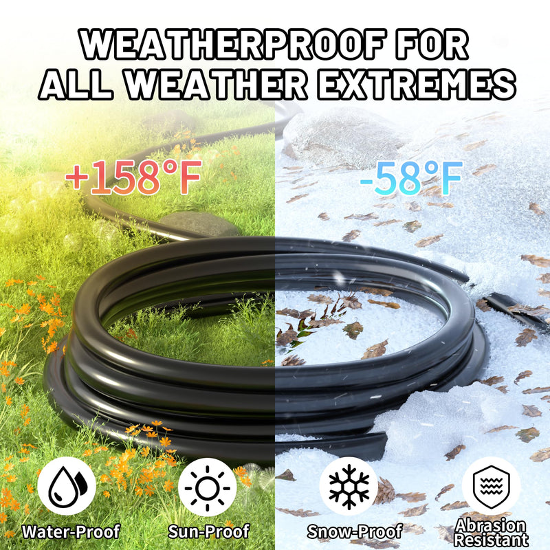 16/3 Black Indoor Outdoor Extension Cord 10 Ft Waterproof, Heavy Duty Extension Cord with 3 Prong Grounded Plug,13A 1625W 16AWG SJTW, Flexible Weatherproof Power Cords for Offices, Gardens and Lawns 10FT with velcro