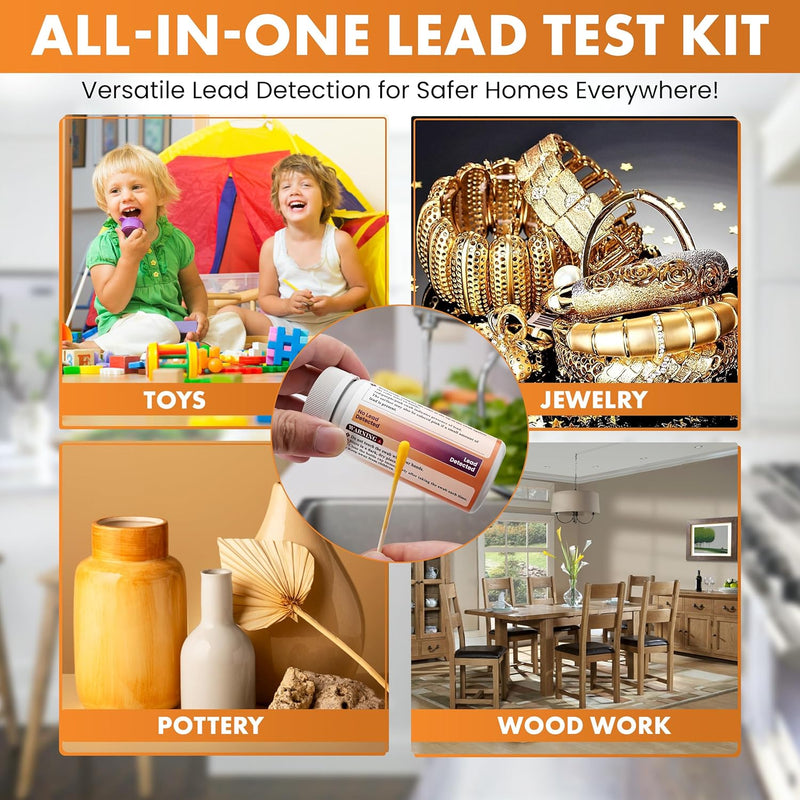 Lead Test Kit, 30 Units, Lead Paint Test Kit, Lead Test Swabs for Instant Lead Detection – Home Use on All Surfaces: Painted, Dishes, Toys, Jewelry, Metal, Ceramics, Wood. - NewNest Australia