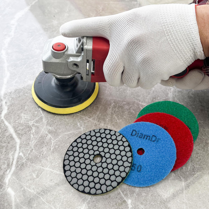 Dry Diamond Polishing Pads,7 Inch Polishing Pads Set of 8 Pieces Plus with 5/8”-11 Backer Backing Plate for Granite Concrete Marble Quartz Stone Countertop Polishing 7 INCH