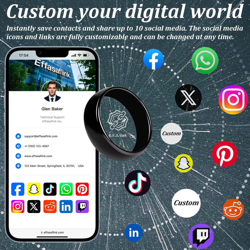 Customized Online Profile, Digital Business Card, NFC Ring, Tap to Share Social Information, for iPhone & Android (#8) #8