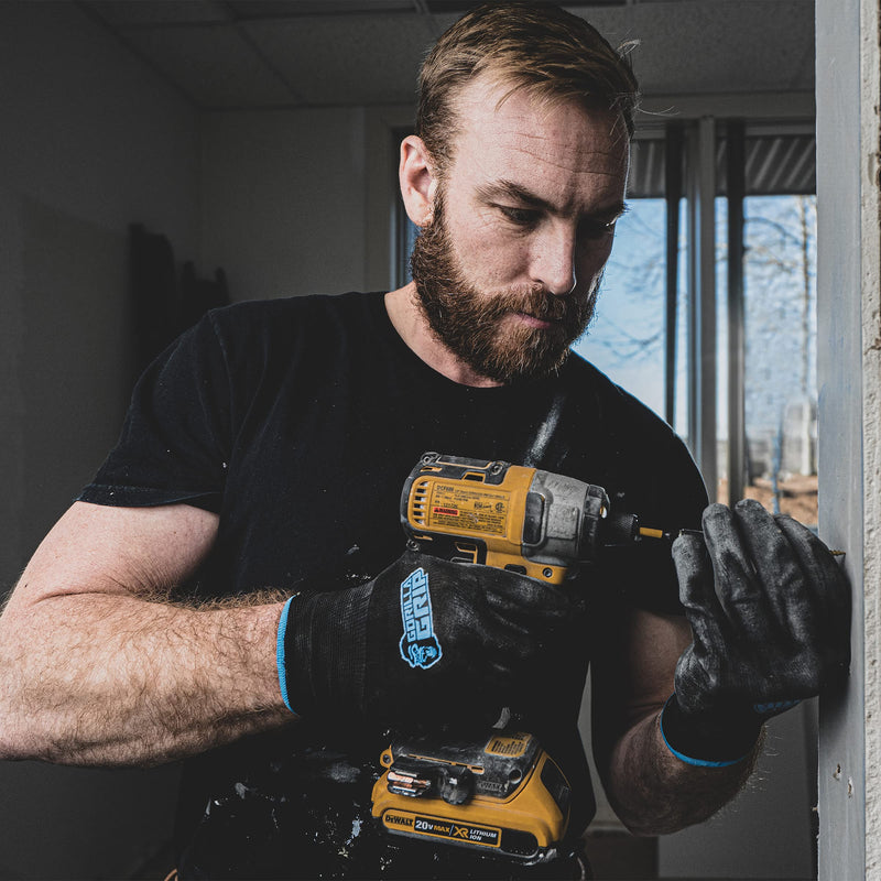 Gorilla Grip Work Gloves, Never Slip Maximum Grip All-Purpose, Gloves for Men, Superior in Wet, Dry, Oily Conditions, Polymer Palm, Medium Size, 25 Pairs, Black/Blue | 25047-25 Large