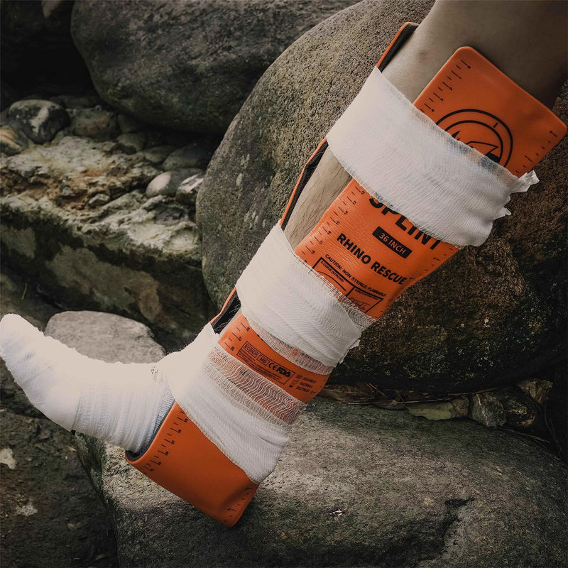 RHINO RESCUE First Aid Splint 36" X 4.3" Orange-Gray, Keep Bones in Position (1, Folded) 1 Pack