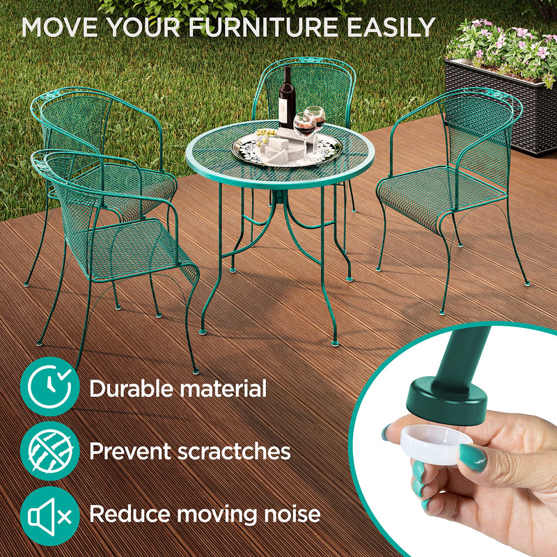 Wrought Iron Patio Furniture Feet Caps (24 Pack, White) - 1.5" Round Plastic Outdoor Chair Leg Caps, Patio Furniture Replacement Feet 24 Gliders