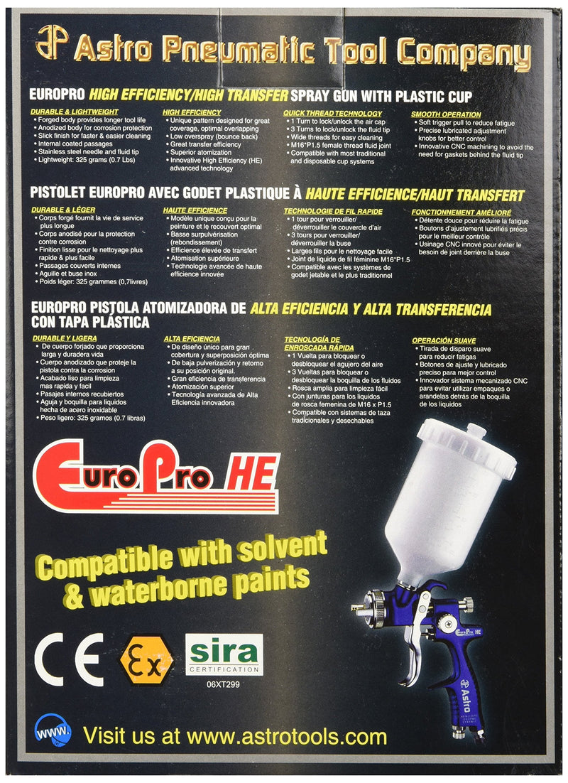 Astro EUROHE103 EuroPro High Efficiency/High Transfer Spray Gun with 1.3mm Nozzle and Plastic Cup 1 Count (Pack of 1)