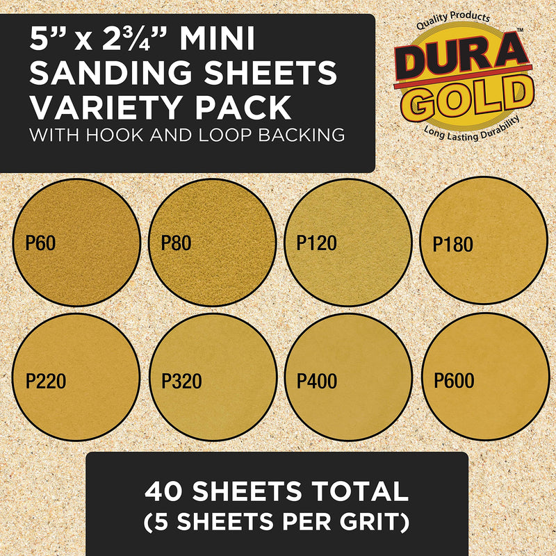 Dura-Gold 20-Piece Contoured Profile 5" Hand Sanding Block Set with 40