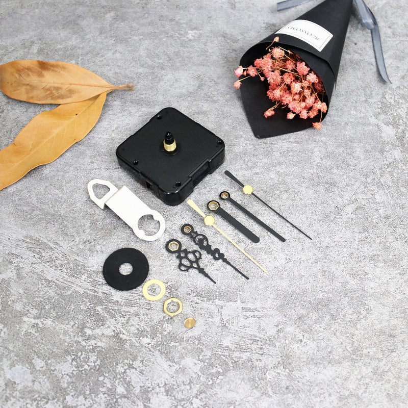 TIKROUND 12888 Sweep Silent Clock Movement Mechanism with 2 Sets Small Hands 13.5mm (17/32 inch) Shaft Length 5.5mm (7/32 inch) Thread Length. 17/32 inch total shaft length