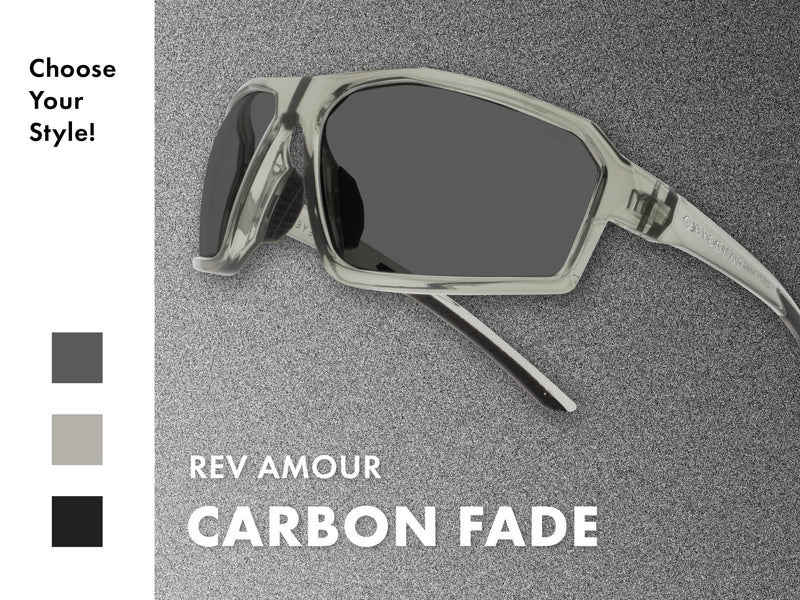 REV Amour Z87+ Safety Glasses, UV400 Impact-Resistant Sunglasses with Anti-Scratch for Work & Outdoor Carbon Fade