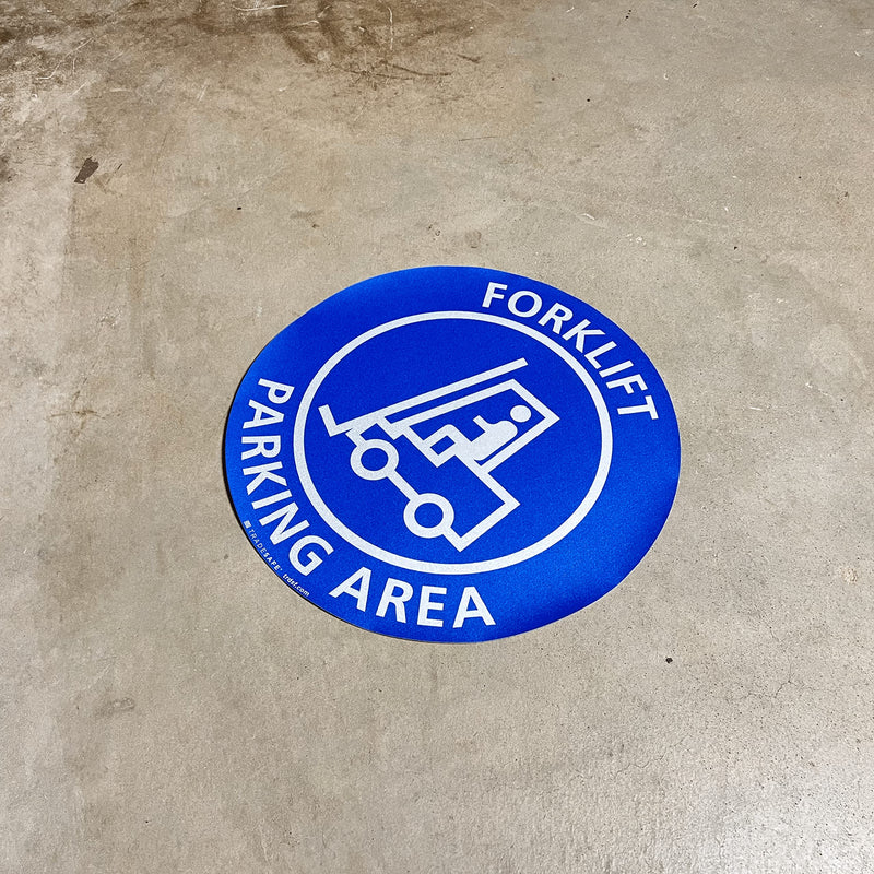 TRADESAFE Forklift Parking Area Anti-Slip Floor Sticker - Forklift Decal Floor Sign, Peel and Stick Adhesive Vinyl Sign, ANSI-Compliant, 17” Diameter Round Sticker
