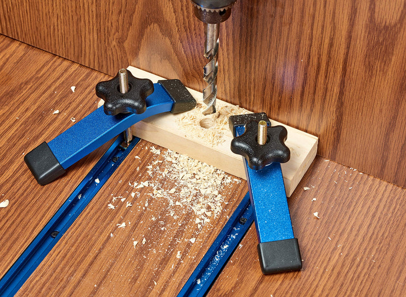 Aluminum 48 Inch T-Track with Wood Screws–Double Cut Profile Universal with Predrilled Mounting Holes -Woodworking and Clamps–Frosted Surface Anodized - 2 PK (Blue) 48"