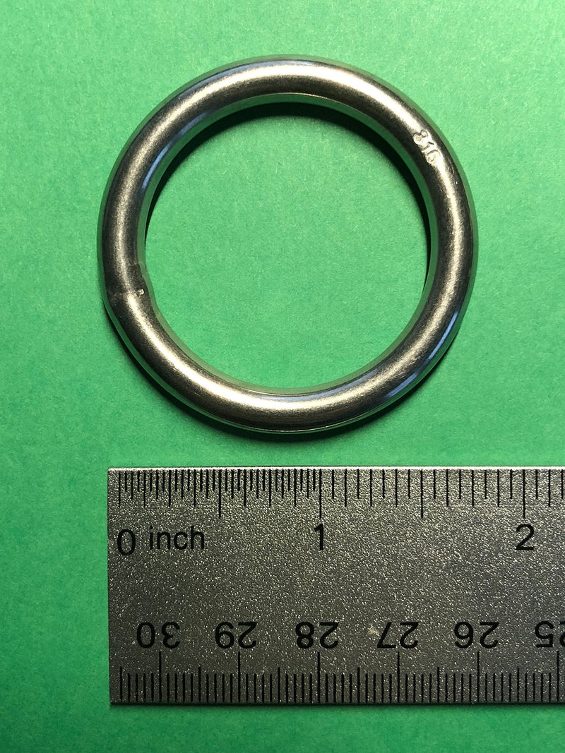 US Stainless 10 Pieces Stainless Steel 316 Round Ring Welded 1/4" x 1.5" (6mm x 35mm ID) Marine Grade