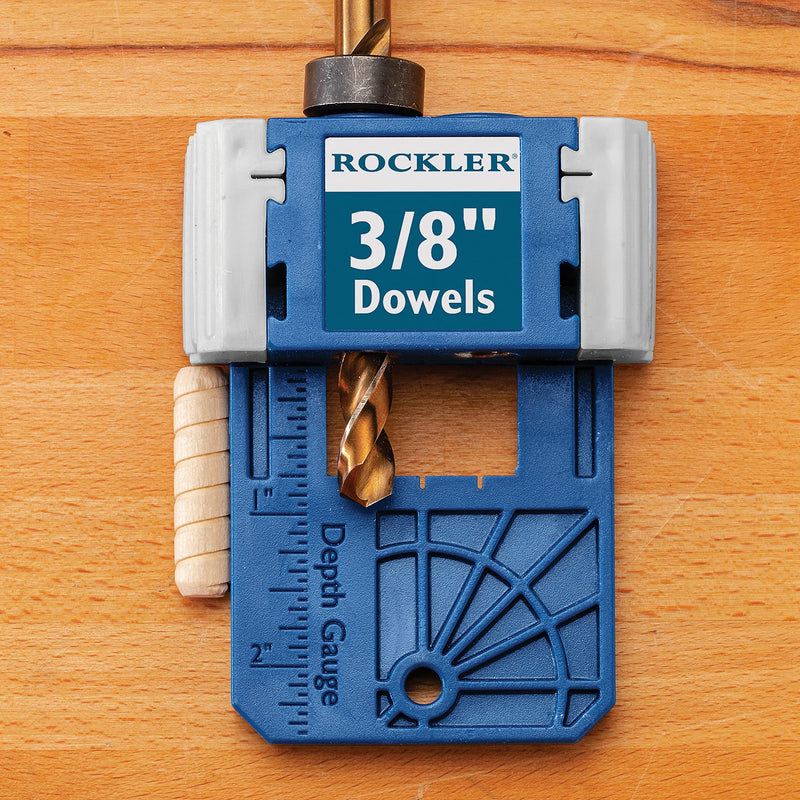 Rockler 3/8” Doweling Jig Kit w/Drill Bit & Stop Collar – Wood Dowel Jig kit – Dual Edge Stops for Easy Alignment w/Dovetail – Durable Nylon Jig w/Steel Bushings – Dowel Jointer Jig w/Hex Wrench