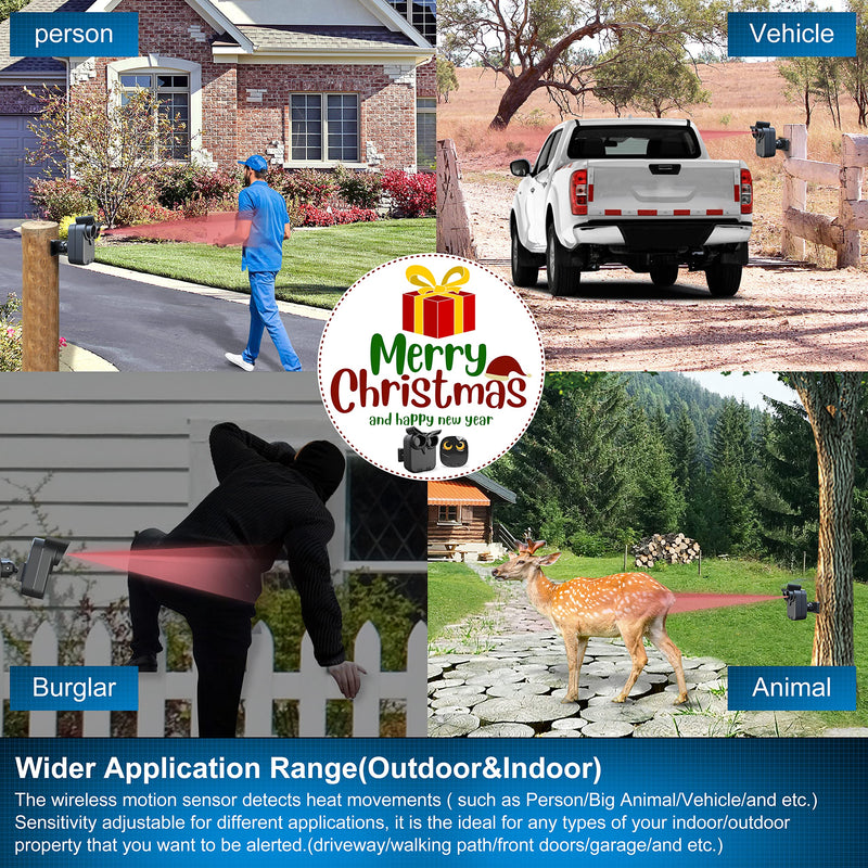 Driveway Alarm- 1/2 Mile Long Range Wireless Driveway Alarm Weather Resistant Motion Sensor&Detector-DIY Security Alert System-Monitor&Protect Outdoor/Indoor Property - 1 Receiver and 1 Sensor 1 Receiver+ 1 Sensor