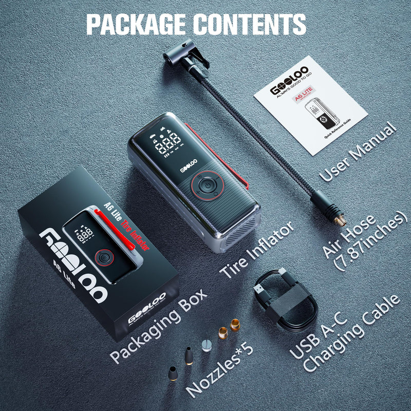 GOOLOO A6 Lite 160 PSI & 7500mAh Tire Inflator Portable Air Compressor