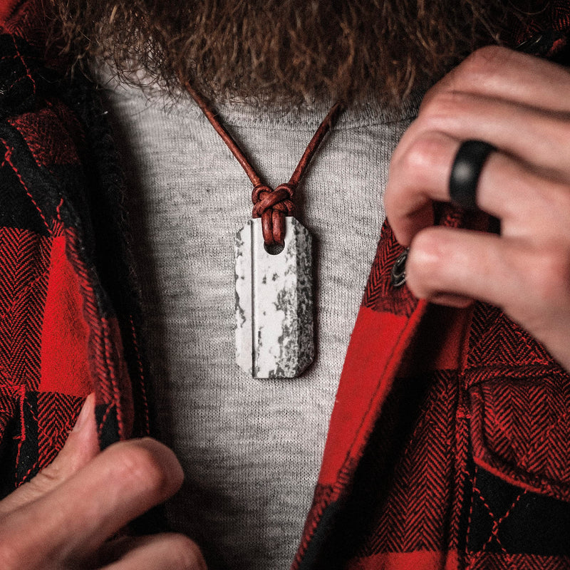 Wazoo Viking Whetstone Pendant | Knife Sharpener Necklace | Arkansas Novaculite on Leather Cord | Norse Inspired Knotwork Rare