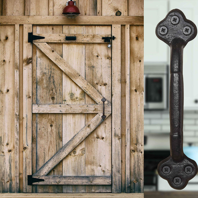 WEBI Barn Door Handle,9 Inch Cast Iron Gate Handle,Rustic Metal Fence Handle Gate Pull Garage,Black,2 Packs 2 Pack Rustic Black