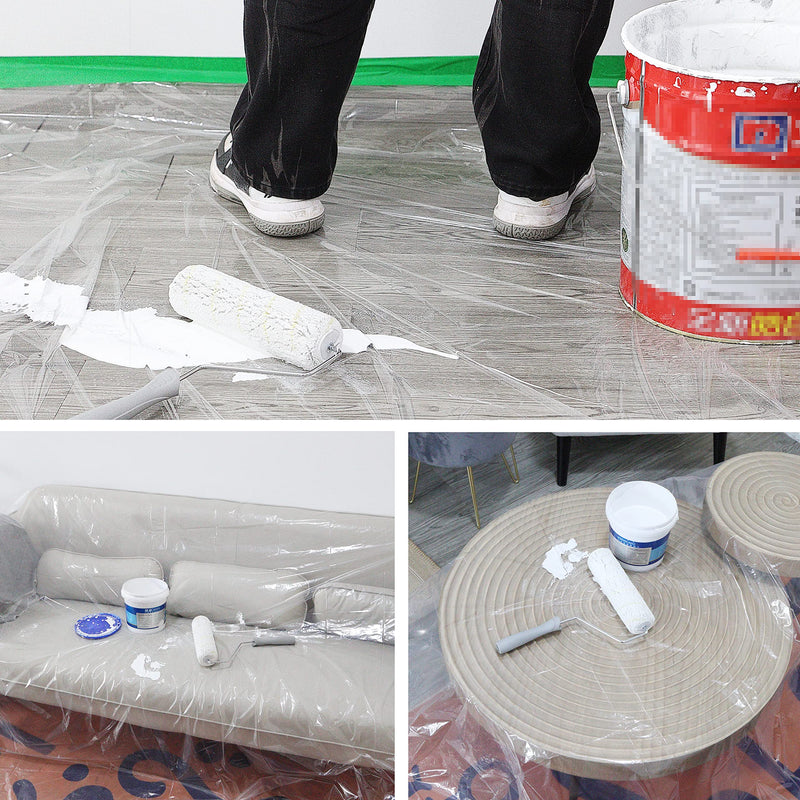 Bates- Plastic Drop Cloth, 2 Pack, 6x9 Feet, Plastic Cover, Clear Plastic Tarp, Plastic Tarp for Painting, Plastic Sheeting for Painting, Plastic Drop Cloths for Painting, Paint Plastic Drop Cloth 2 Pack 6 x 9 Feet