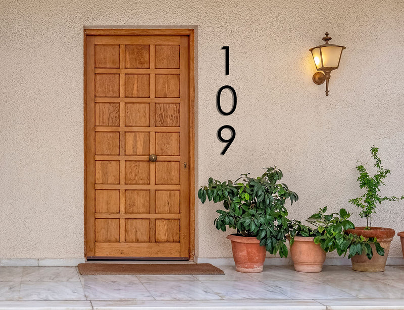 12 Inch Modern Floating House Numbers for Outside | Large Metal House Numbers for Outdoors | Black Coated Rust-Proof Home Address Numbers/Plaques | Metal Numbers 9