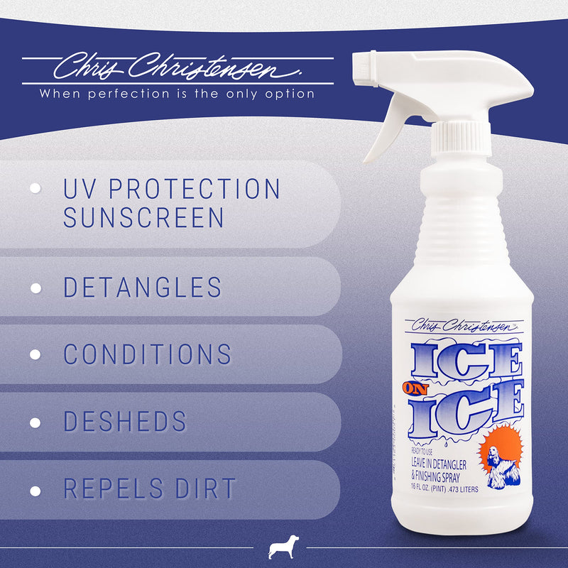 Chris Christensen Jelly Pet Slicker Brush, Universal, Soft Pins, Large, Purple - With Ice on Ice Finishing Spray, 16 oz - PawsPlanet Australia