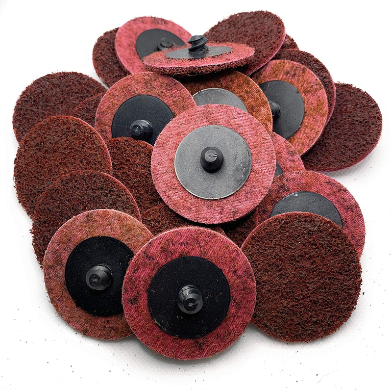 Premium SIGNI R-Type 2 inch Maroon Medium Abrasive Non Woven Nylon Surface Conditioning Disc Quick Change Disc for Rust Removal, Polishing and Finishing (25pcs) Maroon Midium