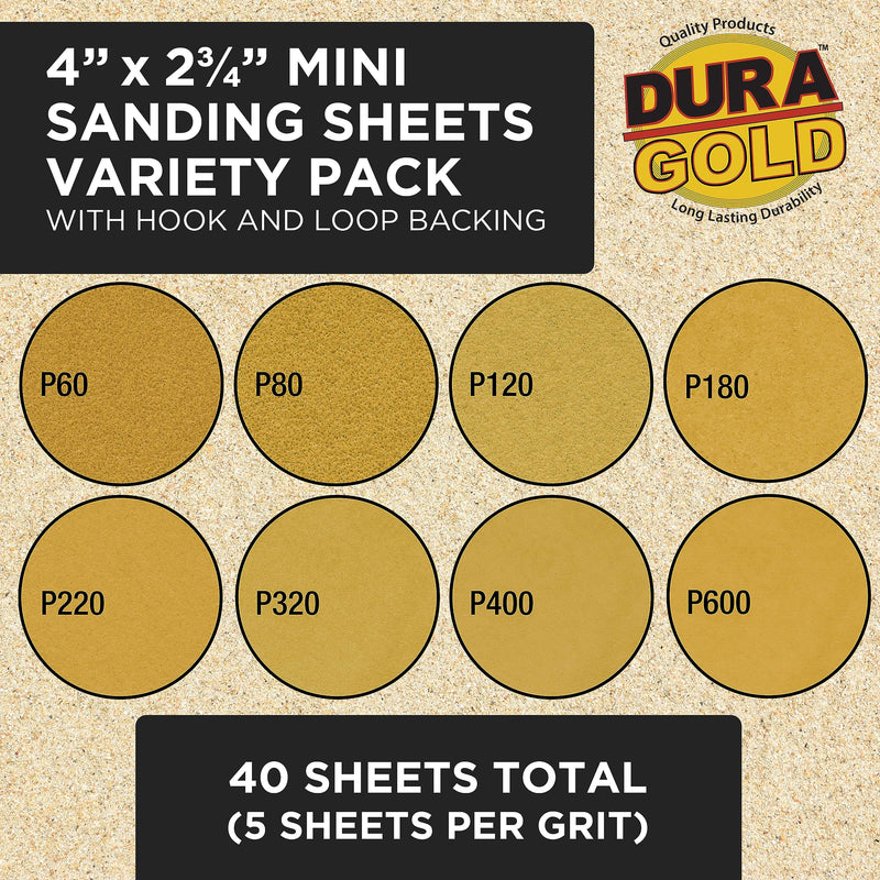 Dura-Gold Sanding Stick Kit with Ergo Handle Red Oval with 40 sheet Sandpaper Starter Kit
