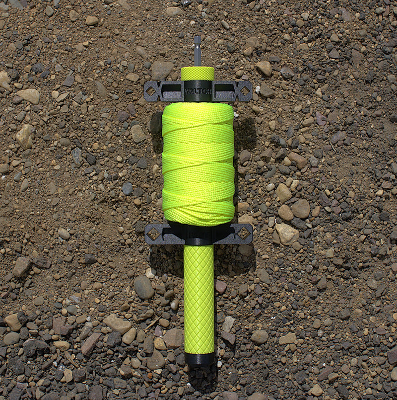 VALTOR Fast-Line Reel with #18 Braided Nylon String (500 ft) – Drill-Powered Hex Drive String Line Reel for Construction Layout