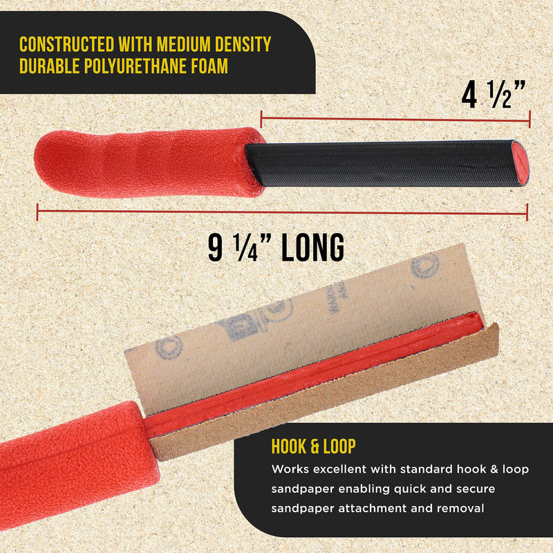 Dura-Gold Sanding Stick Kit with Ergo Handle Red Oval with 40 sheet Sandpaper Starter Kit