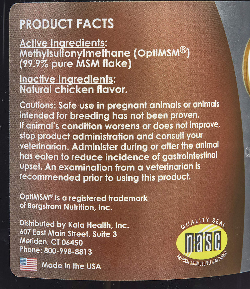 KALA HEALTH PeakTails Chicken Flavored MSM Powder for Dogs, 1 lb, Hip and Joint Support Supplement, 99.9% Pure Distilled MSM, Made in The USA - PawsPlanet Australia