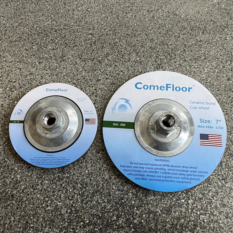 Concrete Grinding Wheel 5" Ceramic Diamond Cup Wheel for Floor Surface, 30# Dry Edge Polishing Discs Fits Angle Grinder, 5/8"-11 30#
