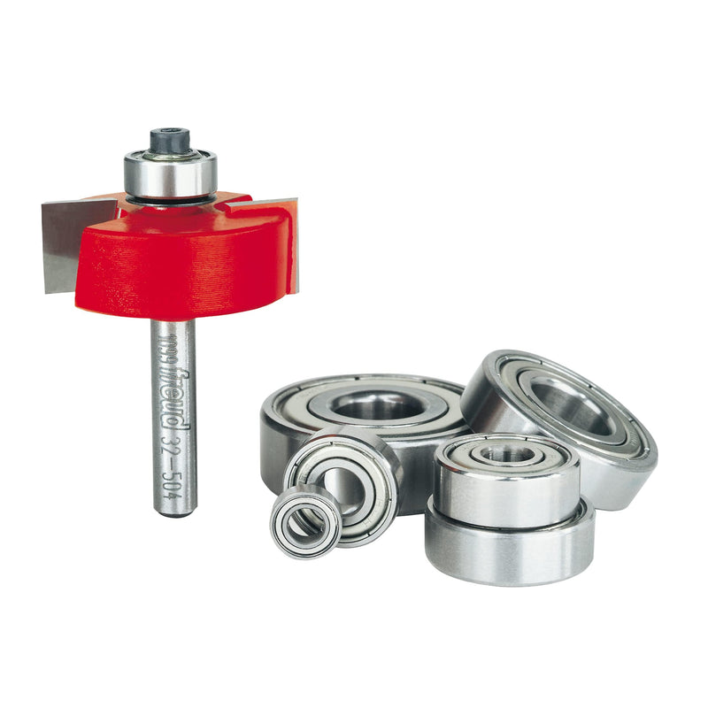 Freud 32-504 Rabbeting Bit Bearings,Flush:1/8,1/4,5/16,3/8,7/16,1/2", 1/4" Shank 1/4-Inch Shank Multi-Rabbeting Router Bit Set