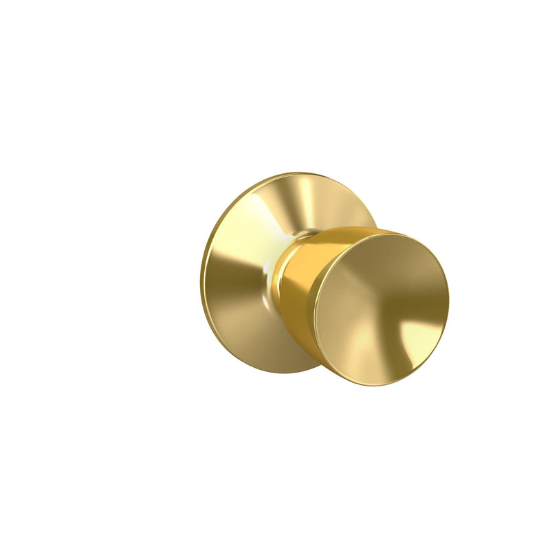 Schlage F10 V BEL 605 Bell Door Knob, Hall & Closet Passage Lock, Bright Brass Pack of 1