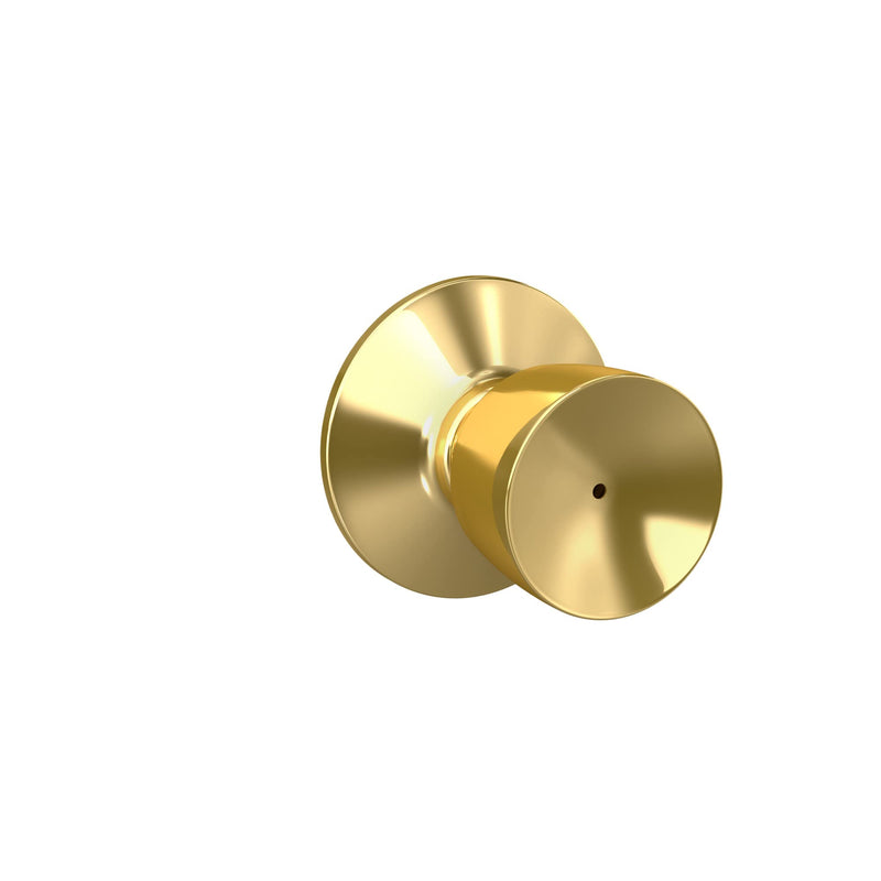 Schlage F40 V BEL 605 Bell Door Knob, Bed & Bath Privacy Lock, Bright Brass Pack of 1