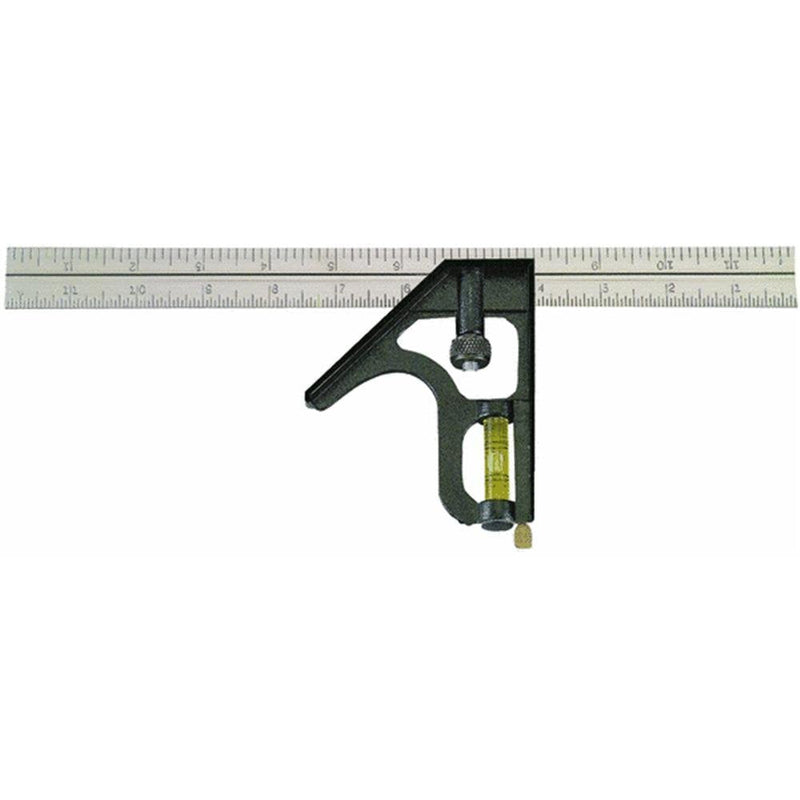Johnson Level & Tool 400EM-S Heavy Duty Professional Inch/Metric Metal Combination Square, 12", Silver, 1 Square
